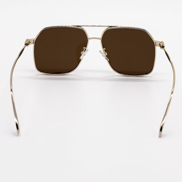 NEW ALEXANDER MCQUEEN AM0372S 002 PILOT GOLD SUNGLASSES ALEXANDER MCQUEEN - Picture 8 of 13